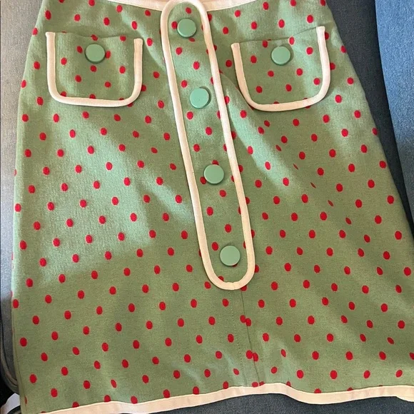 Missoni Green and Red Polka Dot A-Line Skirt - Picture 1 of 6